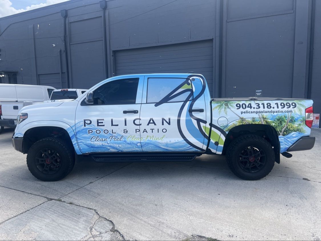 Pelican Pool and Patio pool service truck serving Northeast Florida